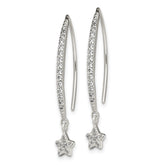 Sterling Silver Polished CZ Star Threader Earrings